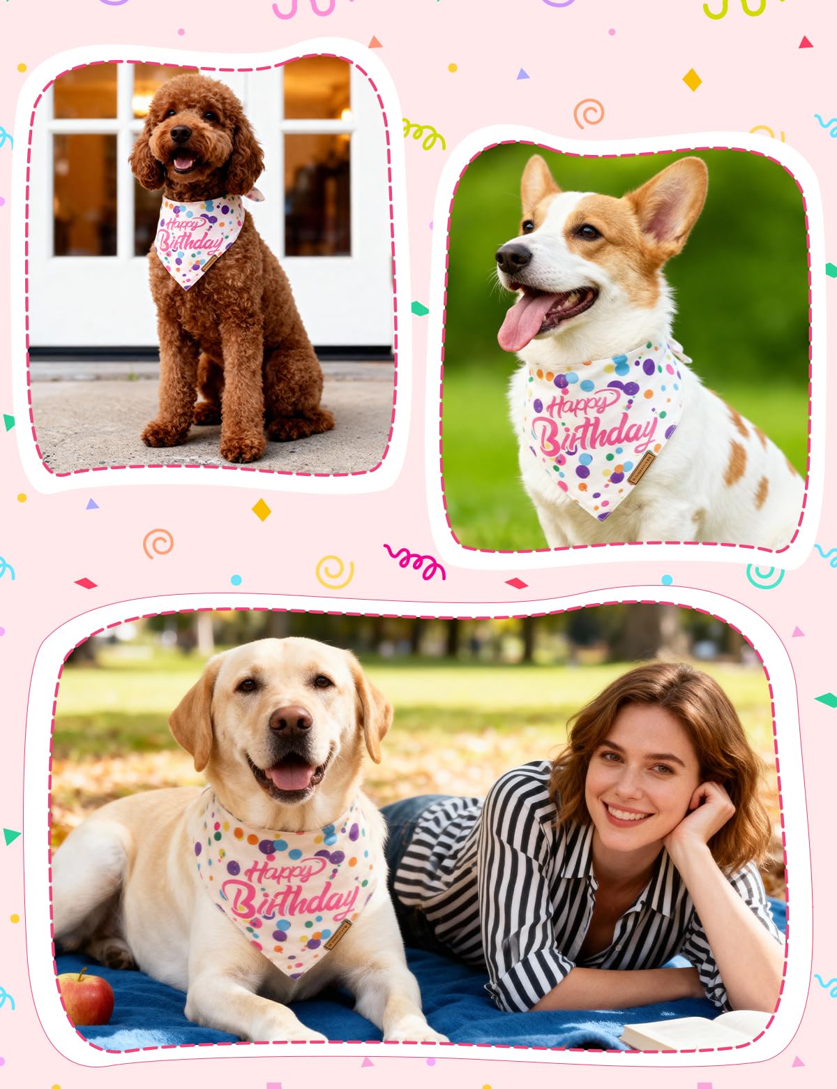 Qxsnuvvlg Dog Birthday Bandana,Dog Birthday Decorations