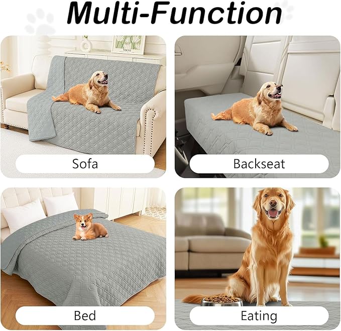 hyha Waterproof Dog Bed Blanket, Soft Pet Blankets, Waterproof Couch Cover for Dogs, Reversible Sofa Covers Washable for Furniture (30x53 Inch, Grey/Grey)