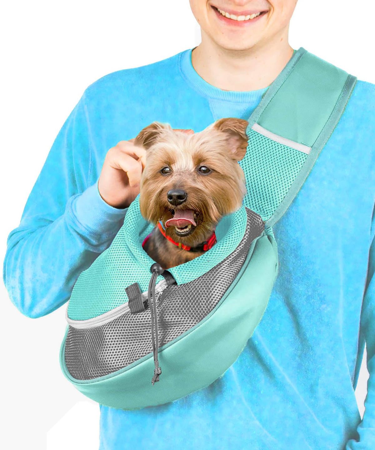 Cuddlissimo Small Dog Sling Carrier, Pet Cat Sling, Puppy Pouch - Red-S