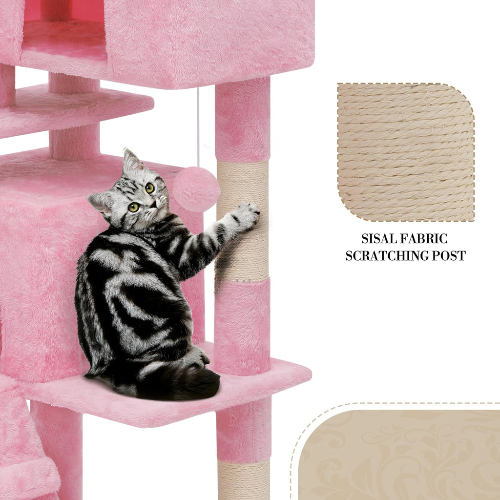 Athena Collection 36" Cat Tree Tower for Indoor Cats, Light Gray