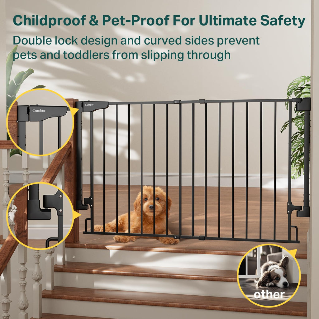 Cumbor Expandable 31.6-48" No Bottom Bar Baby Gate for Stair, Wide Dog Gate