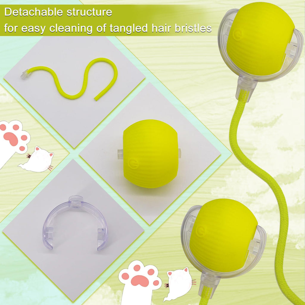 Interactive Cat Dog Toy Ball with LED Light, Automatic Rolling(Yellow)