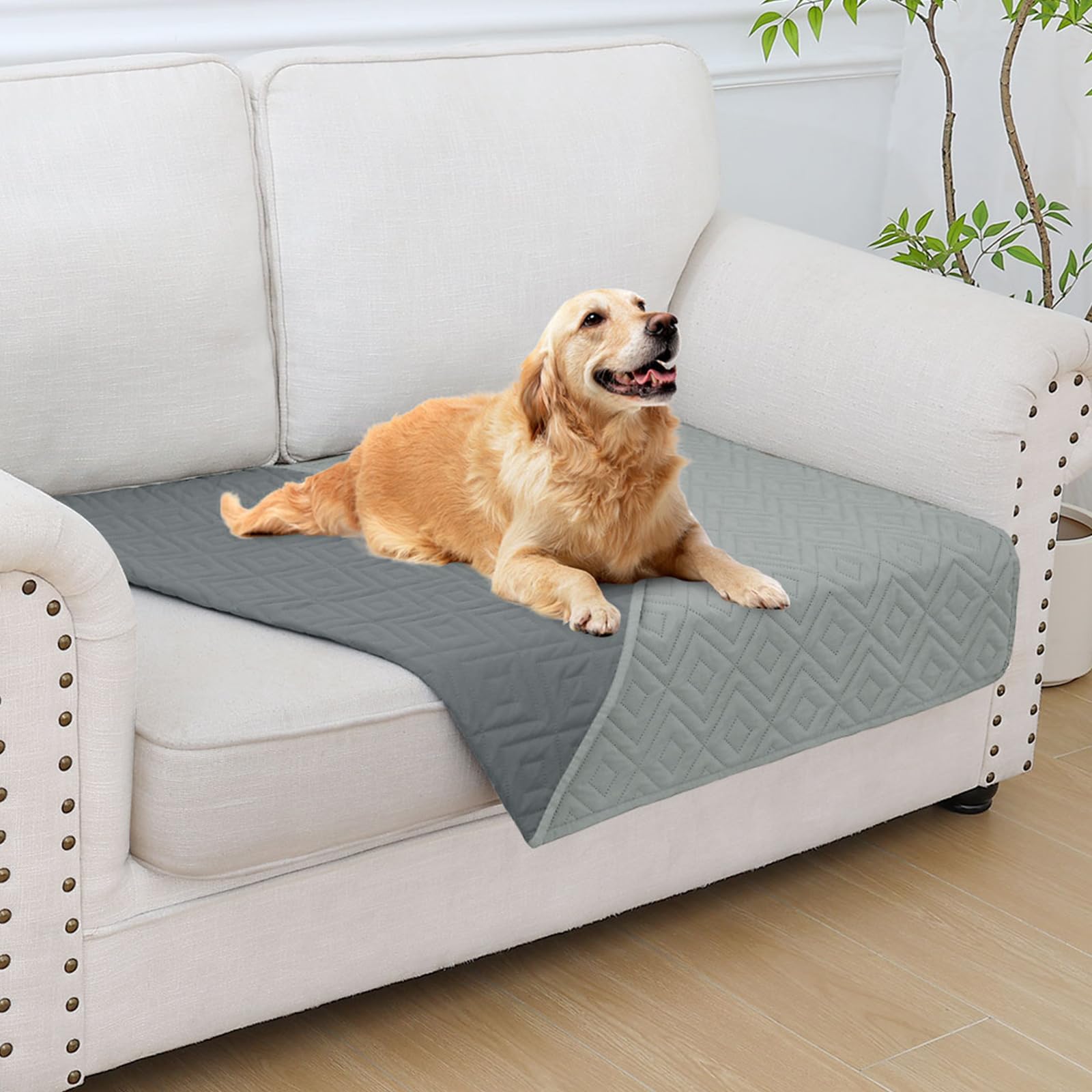 hyha Waterproof Reversible Dog Blanket, Pet Blanket for Sofa Couch