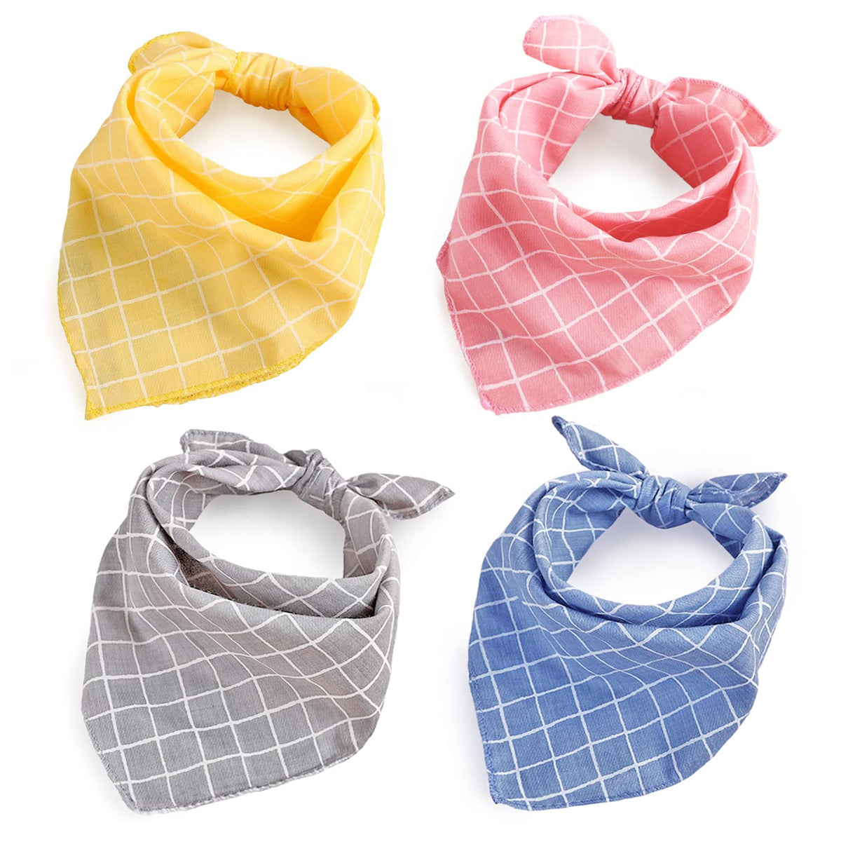 4PCS Spring Dog Bandanas Cat Birthday Cute Soft Cotton Puppy Scarfs Washable Daily Handkerchief Pink Green Blue Khaki Comfortable Gifts, Adjustable Accessories for Small Medium Large Girl Boy Pup Pet