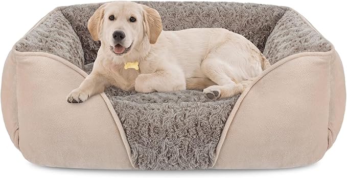 INVENHO Small Dog Bed Rectangle Washable Orthopedic Soft Calming Sleeping Durable Pet Cuddler with Anti-Slip Bottom