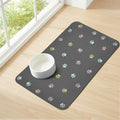 Yetstock Cat Food Mat Absorbent Dog Mat for Food and Water Non Slip Quick Dry Dog Bowl Mats for Floors 24" X 16" Paw Dark Gray