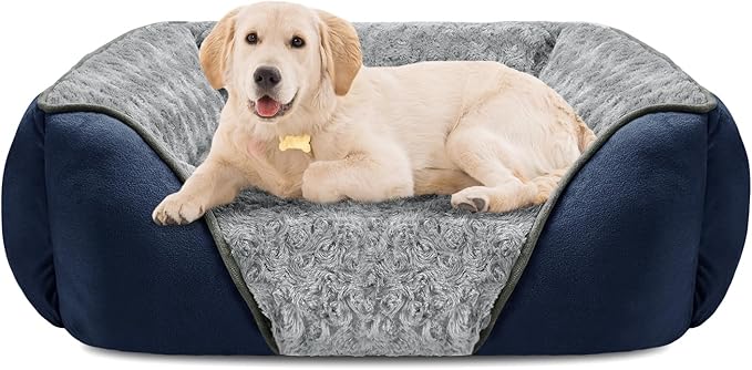 INVENHO Small Dog Bed Rectangle Washable Orthopedic Soft Calming Sleeping Durable Pet Cuddler with Anti-Slip Bottom