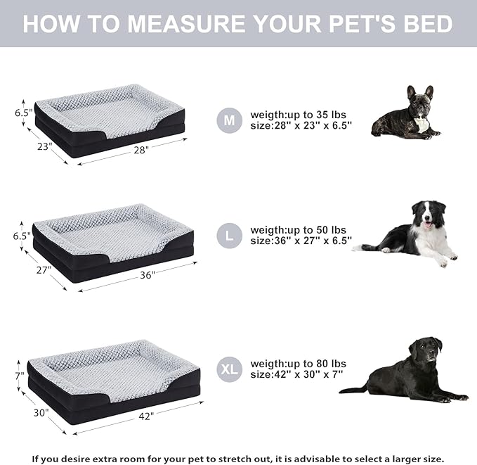 LEXTRO Orthopedic Dog Bed for Medium Dogs, Comfy Sleeping Dog Sofa Bed