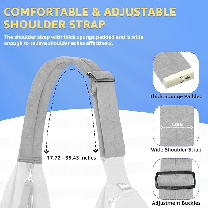 SlowTon Dog Carrier Sling - Thick Padded Shoulder Strap Adjustable Dog Carriers for Small Dogs, Puppy Carrier Purse for Pet Cat with Front Zipper Pocket Safety Belt Machine Washable (Light Gray, M)