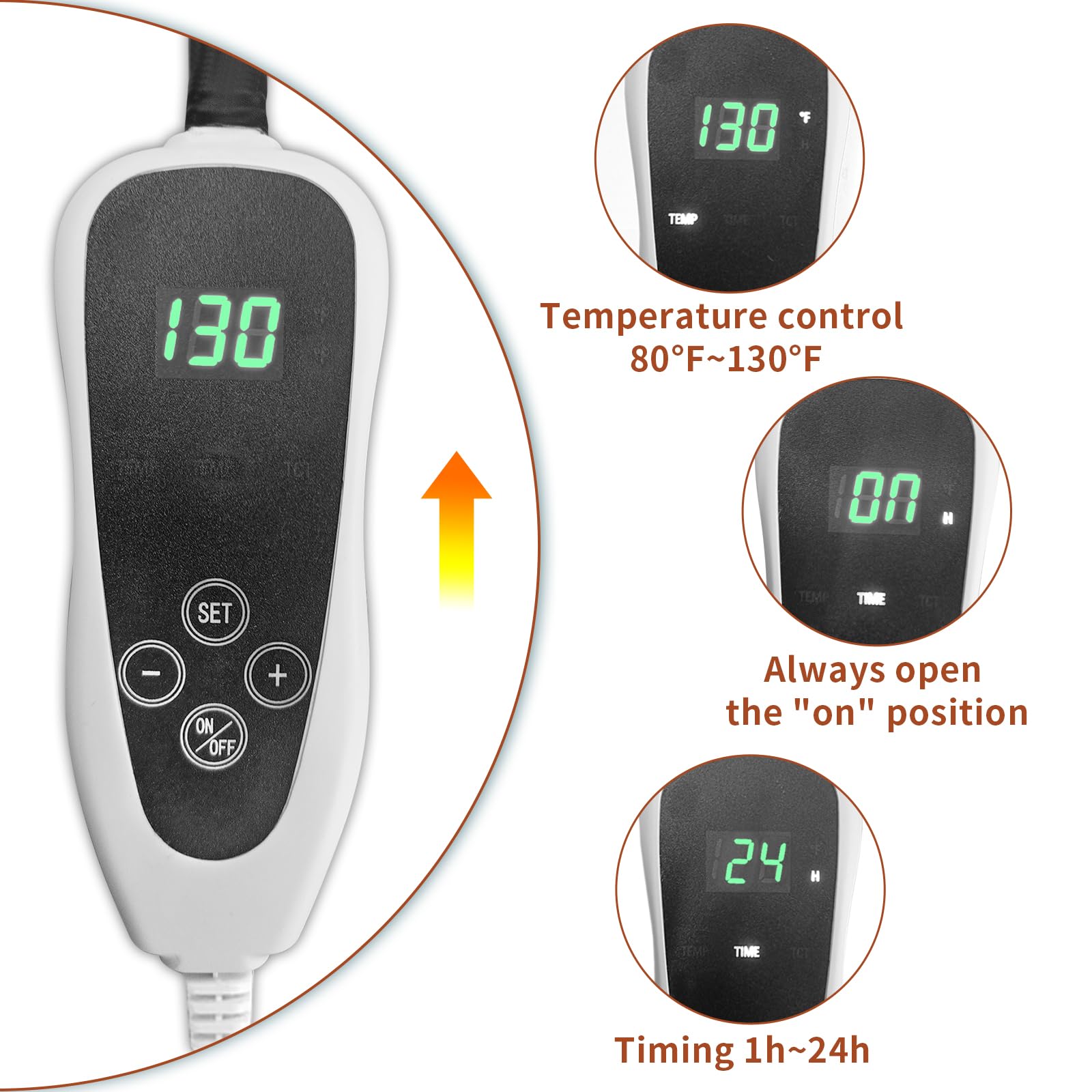 GOLOPET Pet Heating Pad 22x18 in with SmartThermostat Switch and Tube,Obtained MET and UL Dual Certification,WaterproofCat Heating pad-Paw Print