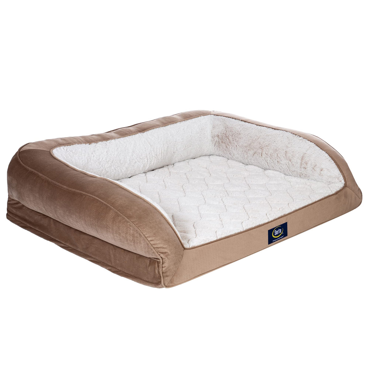 Serta Orthopedic Quilted Couch Dog Bed for Pets – Slate Gray (Large)