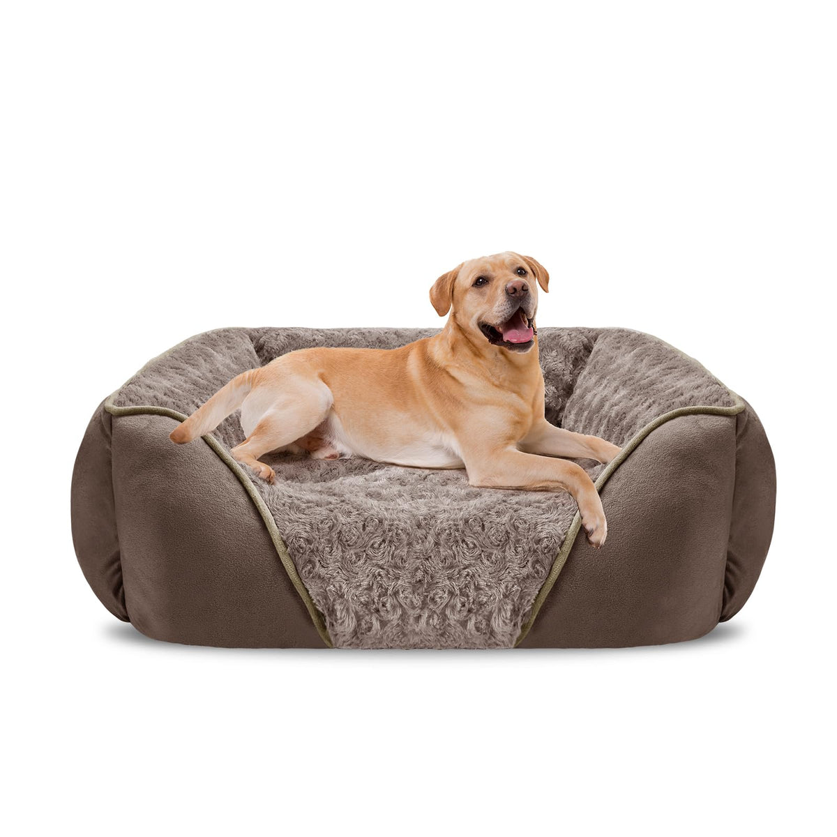 INVENHO Large Rectangle Orthopedic Dog Bed for Medium Small Dogs, Washable Soft Calming Puppy Sleeping Cuddler With Anti-Slip Bottom L(30"x24"x9")