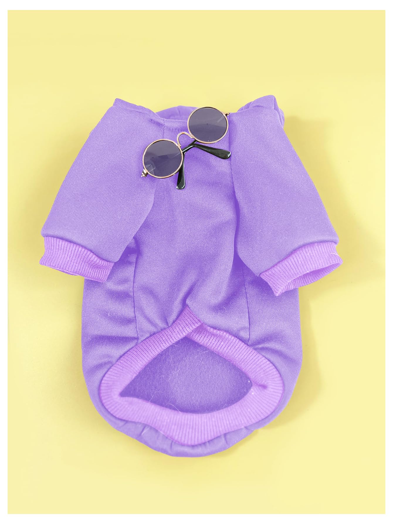 QWINEE 3Pcs Dog Hoodie Cat Apparel Dog Custume Set with Necklace and Sunglasses Pet Clothes for Puppy Small Medium Dogs Cats Mauve Purple Large