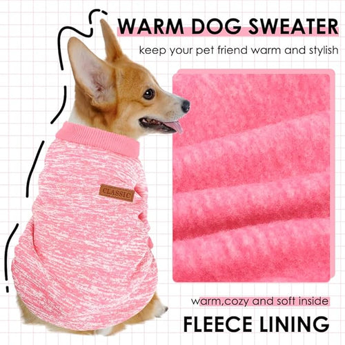 2 Pack Dog Sweaters for Small Dogs Girl Boy Winter Fleece Clothes Warm Soft Dog Sweatshirt Outfit for Dogs Cats Pet Apparel (Pink+Purple, XL (Back: 17.7",Chest: 22.8", 18-22Ibs))