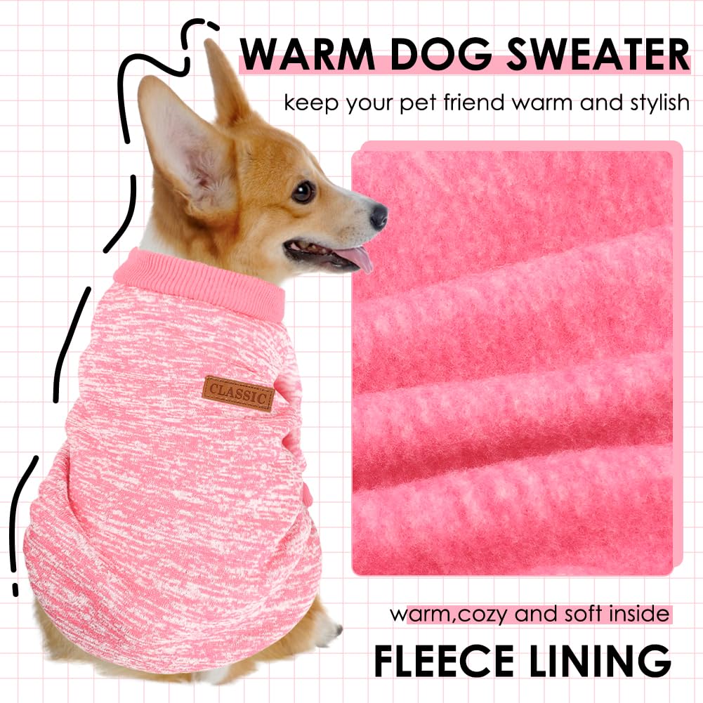 2 Pack Dog Sweaters for Small Dogs Girl Boy Winter Fleece Clothes Warm Soft Dog Sweatshirt Outfit for Dogs Cats Pet Apparel (Pink+Purple, XS (Back: 9.8",Chest: 13.7", 3.5-5.5lbs))