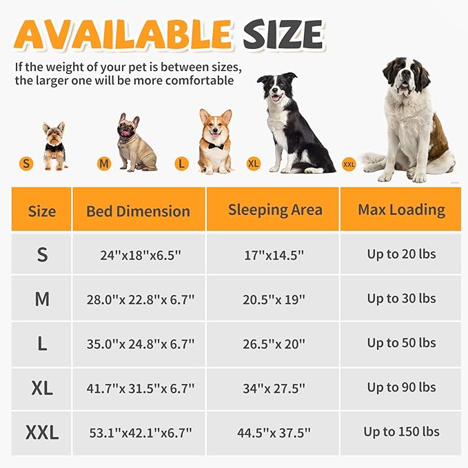 Makigued Medium Orthopedic Dog Bed, Egg Crate Foam, 35 x 24.8 x 6.7 Inches