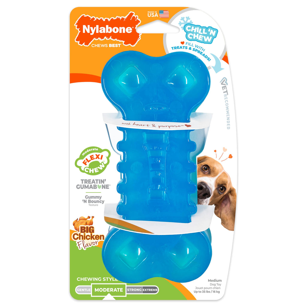 Nylabone Flexi Chew Treatin' Gumabone Dog Chew Toy, Chicken Flavor, Medium