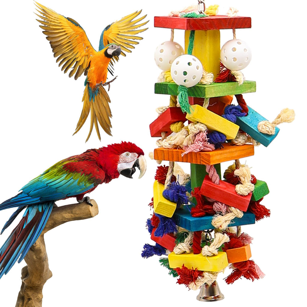 unimaxlink Bird Toys for Parrots, Parakeet Toys Natural Woode Parrot Toy for Large Medium Parrots Bird Shredding Chew Toy for Macaw, Cockatoos, Cockatiels,Budgie