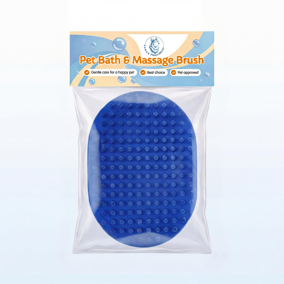 Pets&Goods Rubber Grooming Brush for Dogs & Cats - Gentle Deshedding Bath Brush for Short & Medium Hair - Soft Bristles, Anti-Slip Grip, Easy to Clean