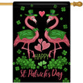 Dyrenson Happy St Patricks Day Flamingo 28 x 40 House Flag Double Sided