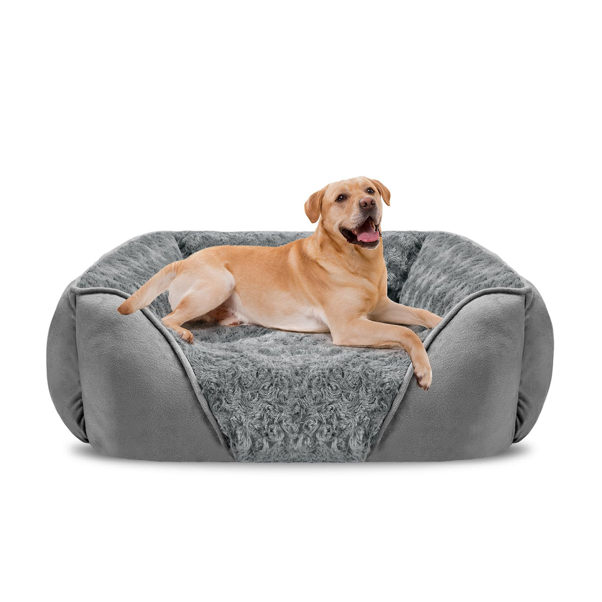 INVENHO Large Rectangle Orthopedic Dog Bed for Medium Small Dogs, Washable Soft Calming Puppy Sleeping Cuddler With Anti-Slip Bottom L(30"x24"x9")