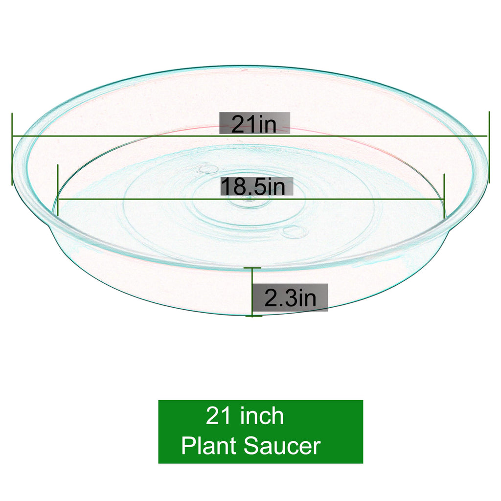 Bleuhome 2 Pack of 20 21 inch Plant Saucer Round, Deep Plant Saucers for Pots, Heavy Duty Plastic Plant Drip Tray for Indoors Outdoor, Bird Bath Bowls, Plant Trays for Planter 19-22" (21 inch, Black)