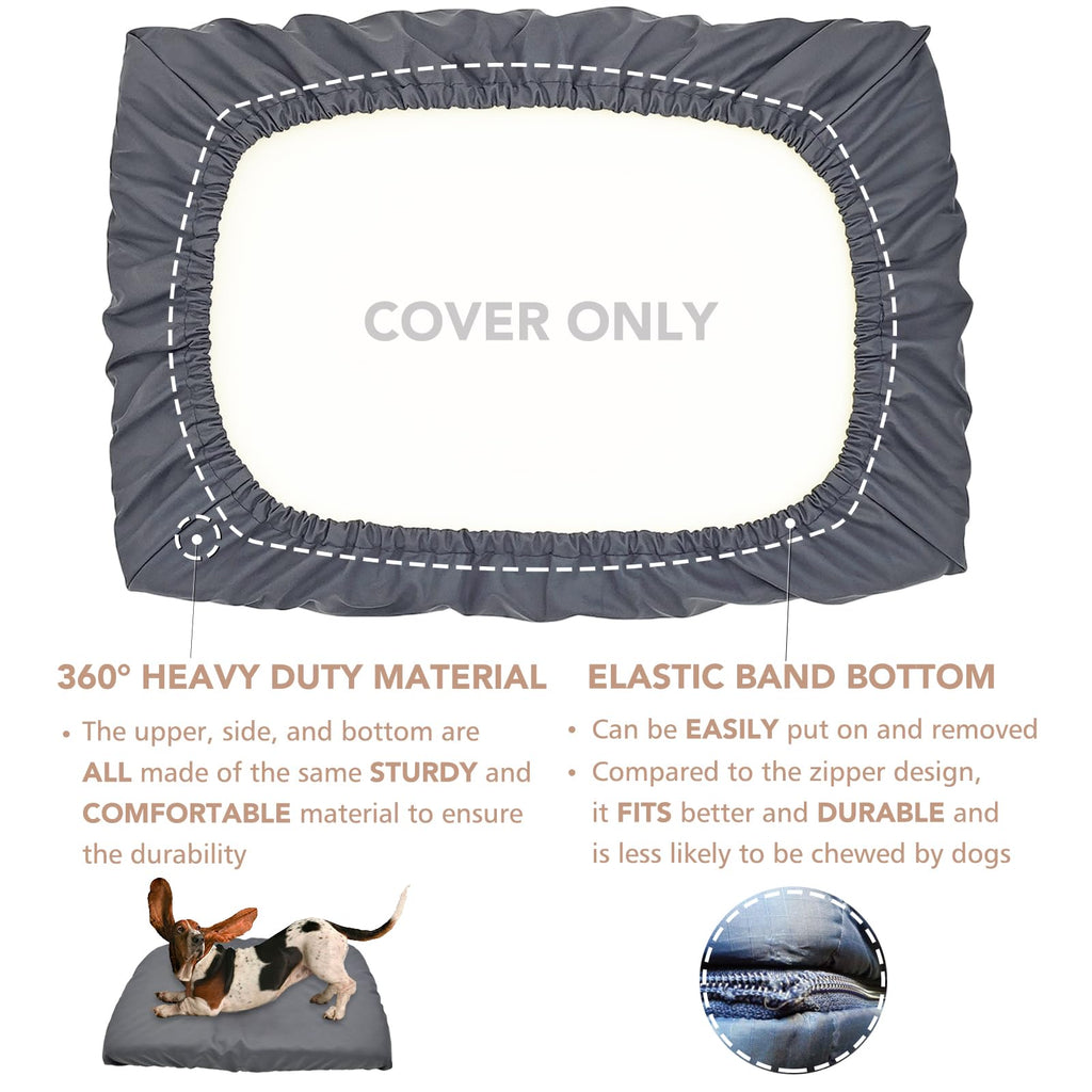 Dog Bed Cover Waterproof Replacement Machine Washable Covers for Dog Bed Heavy Duty Scratch Resistant Mattress Protector Pet Bed 24x18 Inch Grey Cover Only