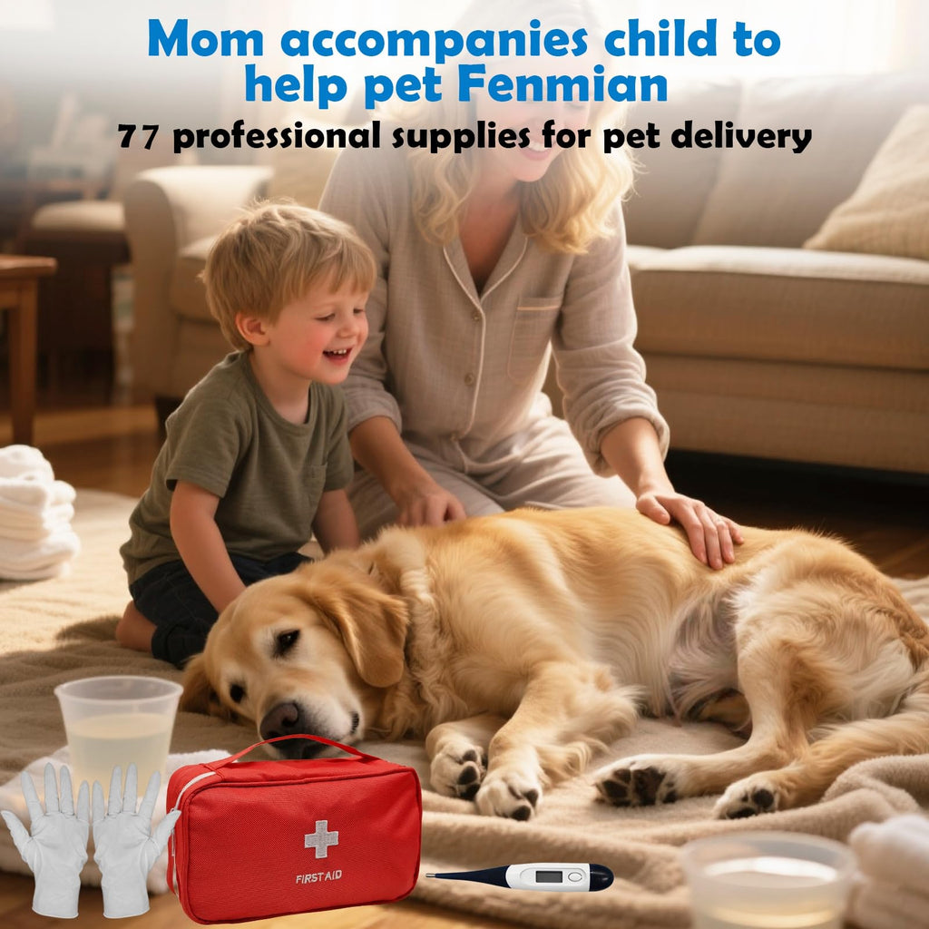 Ywingda Whelping Kit for Puppies Birth - Reusable Birthing with 77Piece,Birthing Essentials with Emergency Whelping Supplies,Kitten Bottle Feeding kit for New Born Puppy Supplies and Kitten