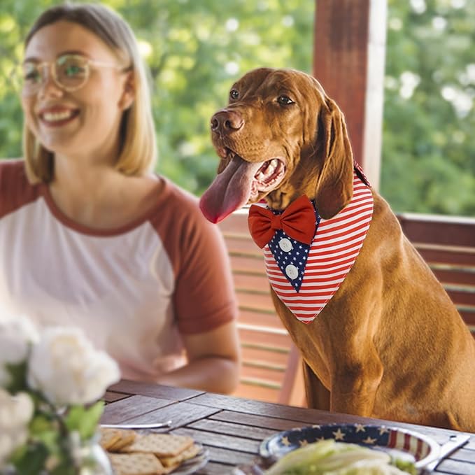 FUAMEY Dog Tuxedo American Flag for Small Dogs,Dog Formal Suit Dogs Attire Pet Bow Tie Puppy Party Costumes Cat Tux Outfits Pets Bandana Cosplay Adjustable Bowties 4th of July Independence Day S