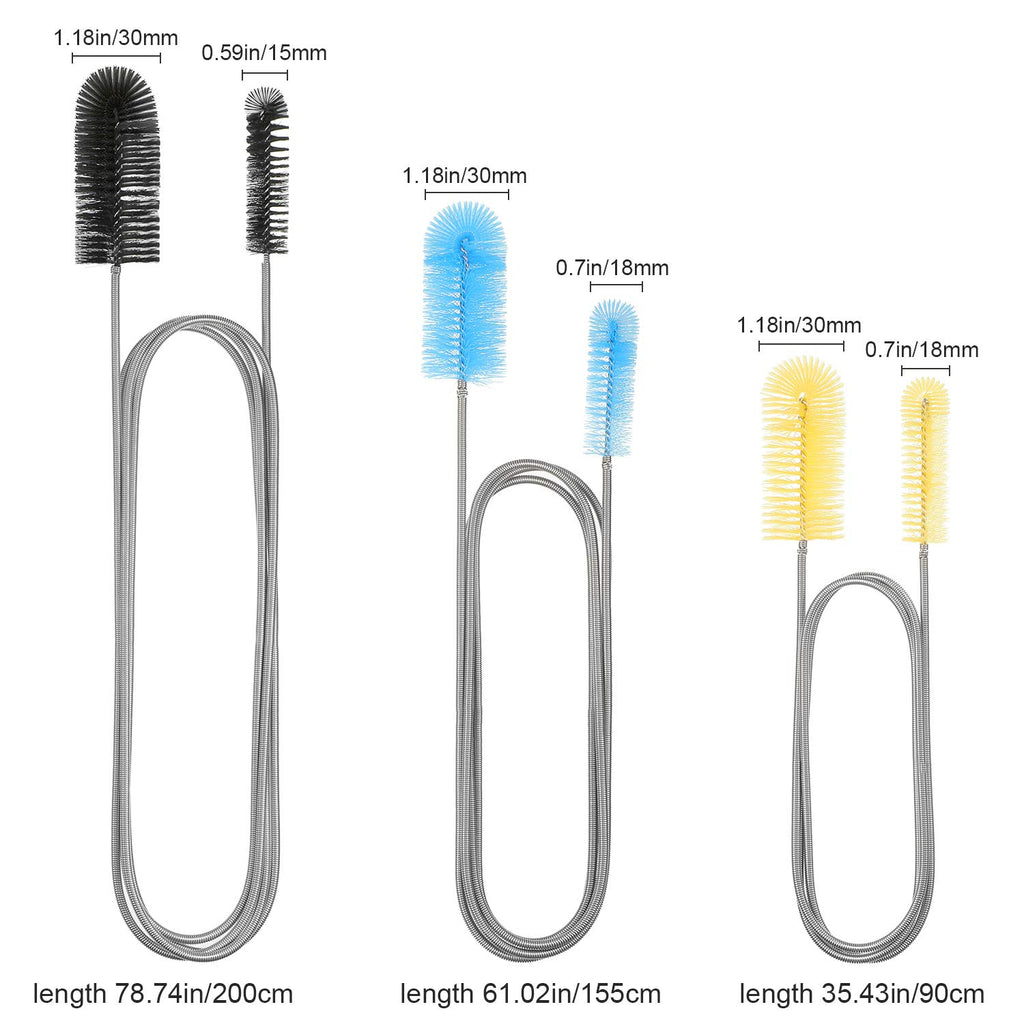 Patelai 3 Pcs Aquarium Filter Hose Brush Stainless Flexible 61 ''79 ''