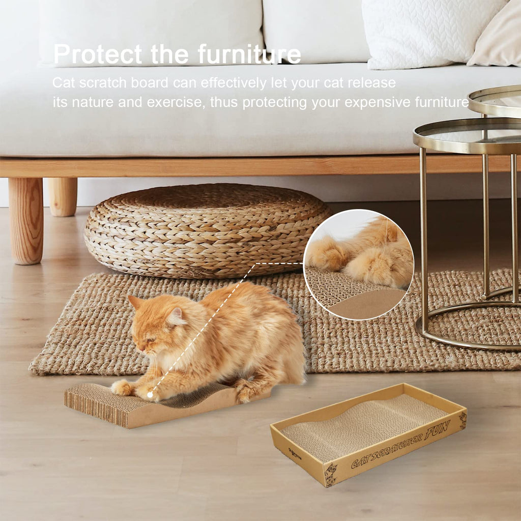 RUBMEOW Cat Scratcher Pad Cardboard Scratch Box for Indoor Cats and Kittens