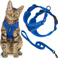 Voyager Escape-Proof Step-in Lock Cat Harness & 5ft Neoprene-Handle Leash Set All-Weather Mesh with Reflective Stitching for Small to Large Cats by Best Pet Supplies, Royal Blue (327), XXXS