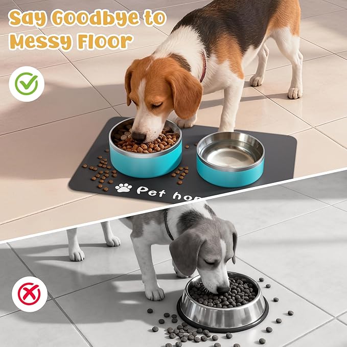 WENBOKMIN Dog Food Mat, Diatom Ooze Cat Water Mats Non Slip for Floors Waterproof and Water Absorption, Easy to Clean-Paw (15.5" H*23.5" L)