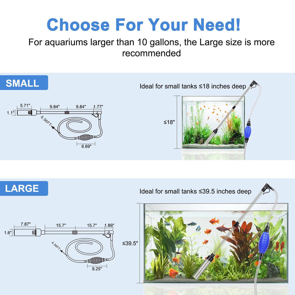 fishkeeper 4-in-1 Aquarium Siphon Gravel Cleaner, Quick & Strong Suction
