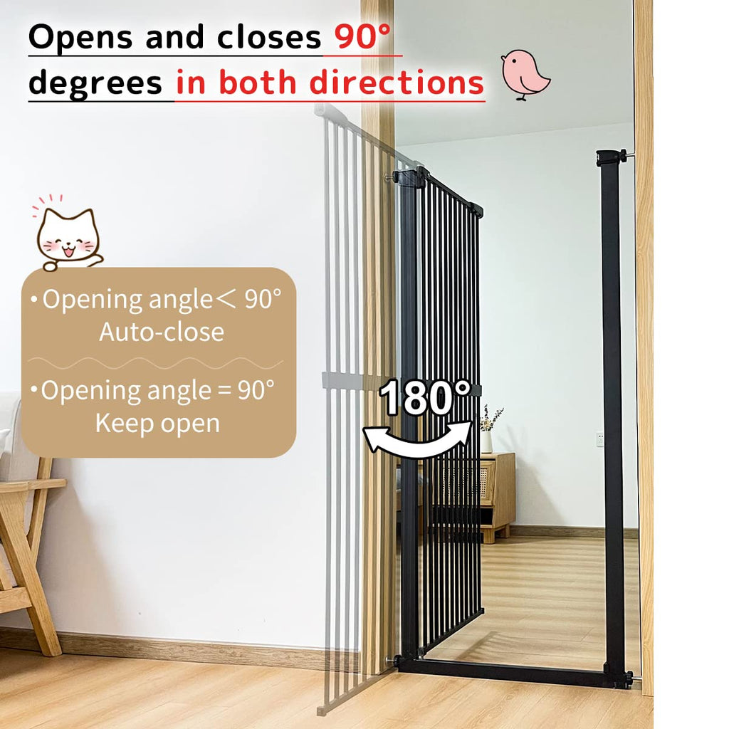 Lumizone 61.02" Extra Tall Pet Gate for Cat Dog 26.38"-30.11" Wide Black