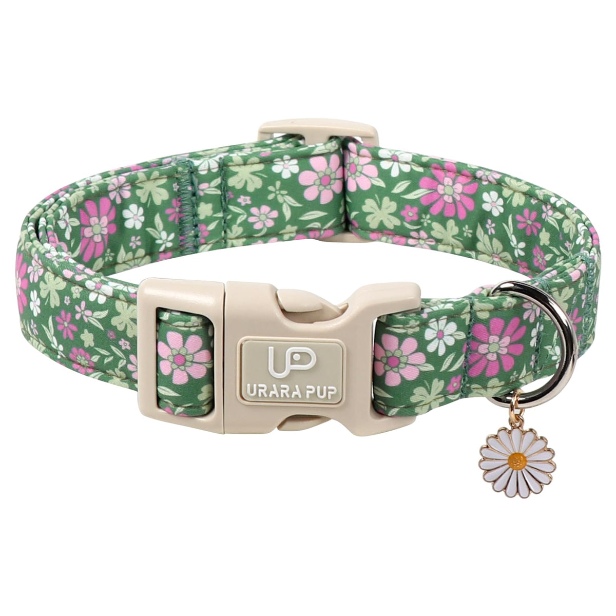 Valentine's Dog Collar, UP URARA PUP Pink Heart Adjustable Pet Collar with Bowknot Charm, Wedding Dog Accessories for Small Medium Large Dogs