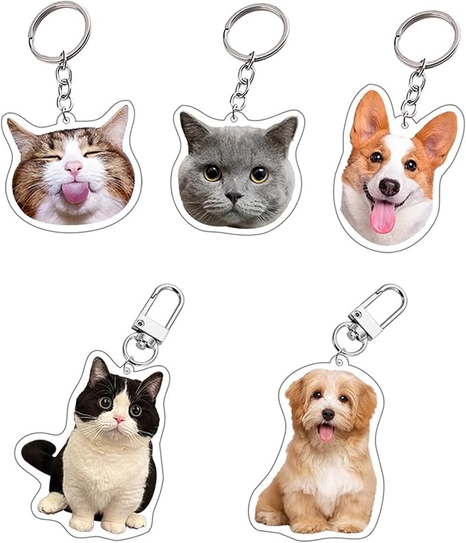 Kaulipoa Custom Acrylic pet Keychain - Personalized Gift with Photo Engraved - Durable Dog Cat Lover Accessories