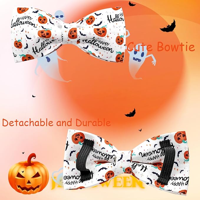 Bobo Rainbow Halloween Dog Collar, Pet Collar Bow Pumpkin Pet Collar Girl Boy Holiday Collars Gift Bow Cute Soft Puppy Collars for X-Small Puppy