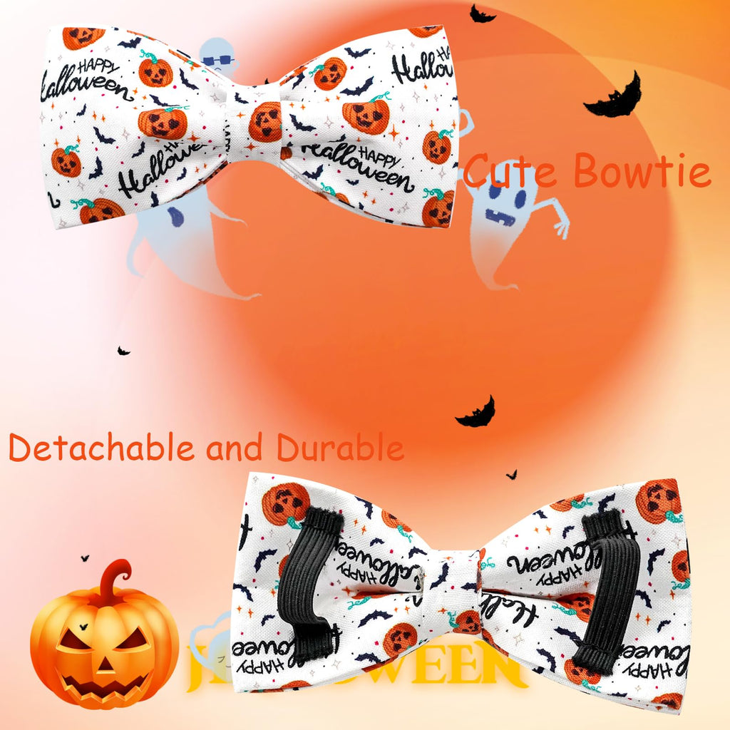 Bobo Rainbow Halloween Dog Collar, Pet Collar Bow Pumpkin Pet Collar Girl Boy Holiday Collars Gift Bow Cute Soft Puppy Collars for X-Small Puppy