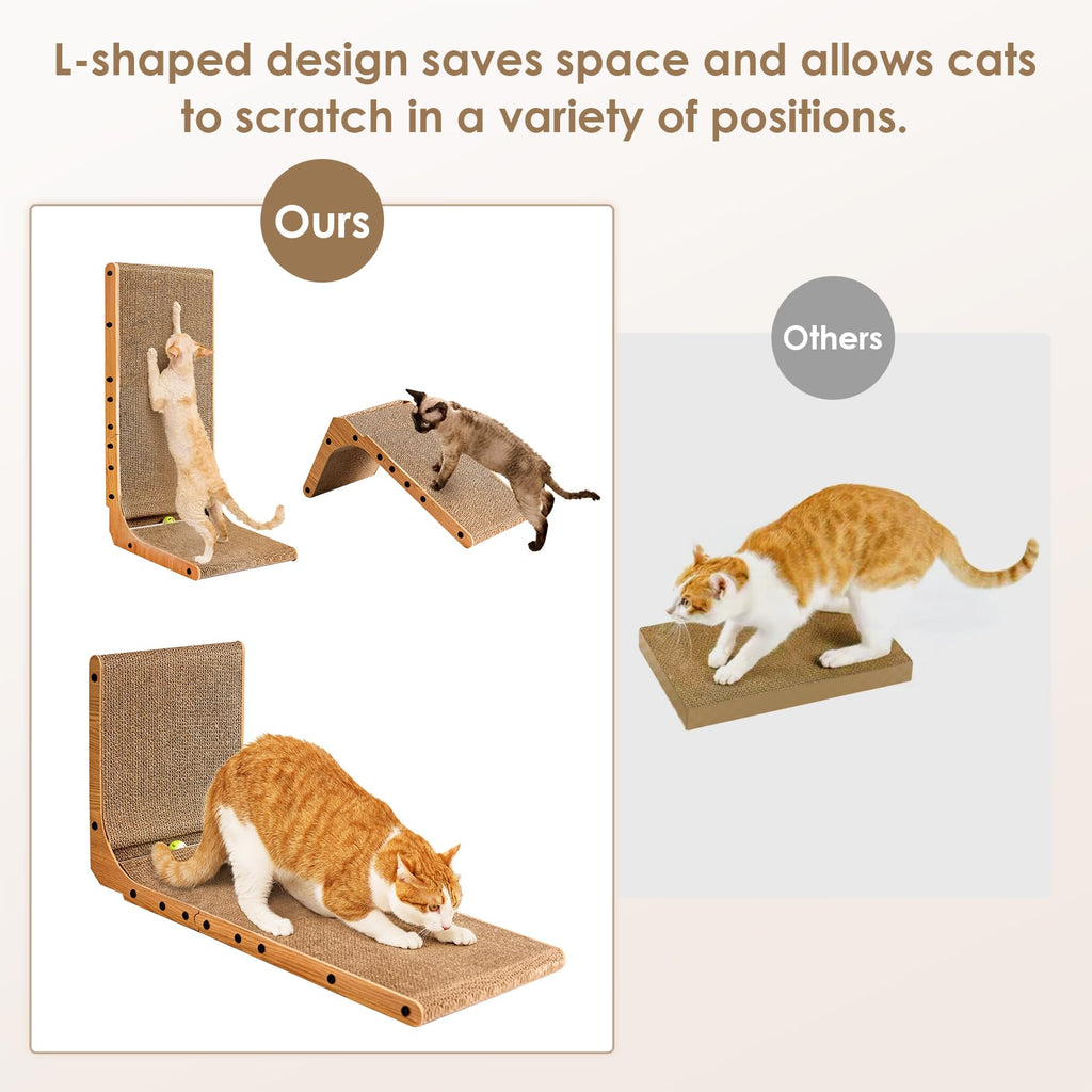 EHEYCIGA Cardboard Cat Scratcher for Indoor Cats, 26.8 Inch, Brown