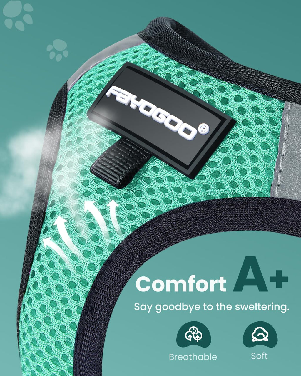 FAYOGOO Escape Proof Cat Harness and Leash Set for Walking, Secure-Fit Step-in Cat Vest Harness, Soft & Lightweight for Kittens and Large Cats