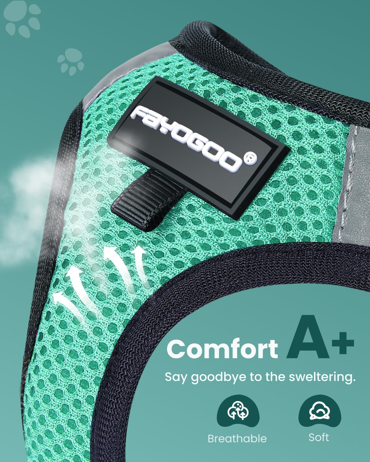 FAYOGOO Escape Proof Cat Harness and Leash Set for Walking, Secure-Fit Step-in Cat Vest Harness, Soft & Lightweight for Kittens and Large Cats