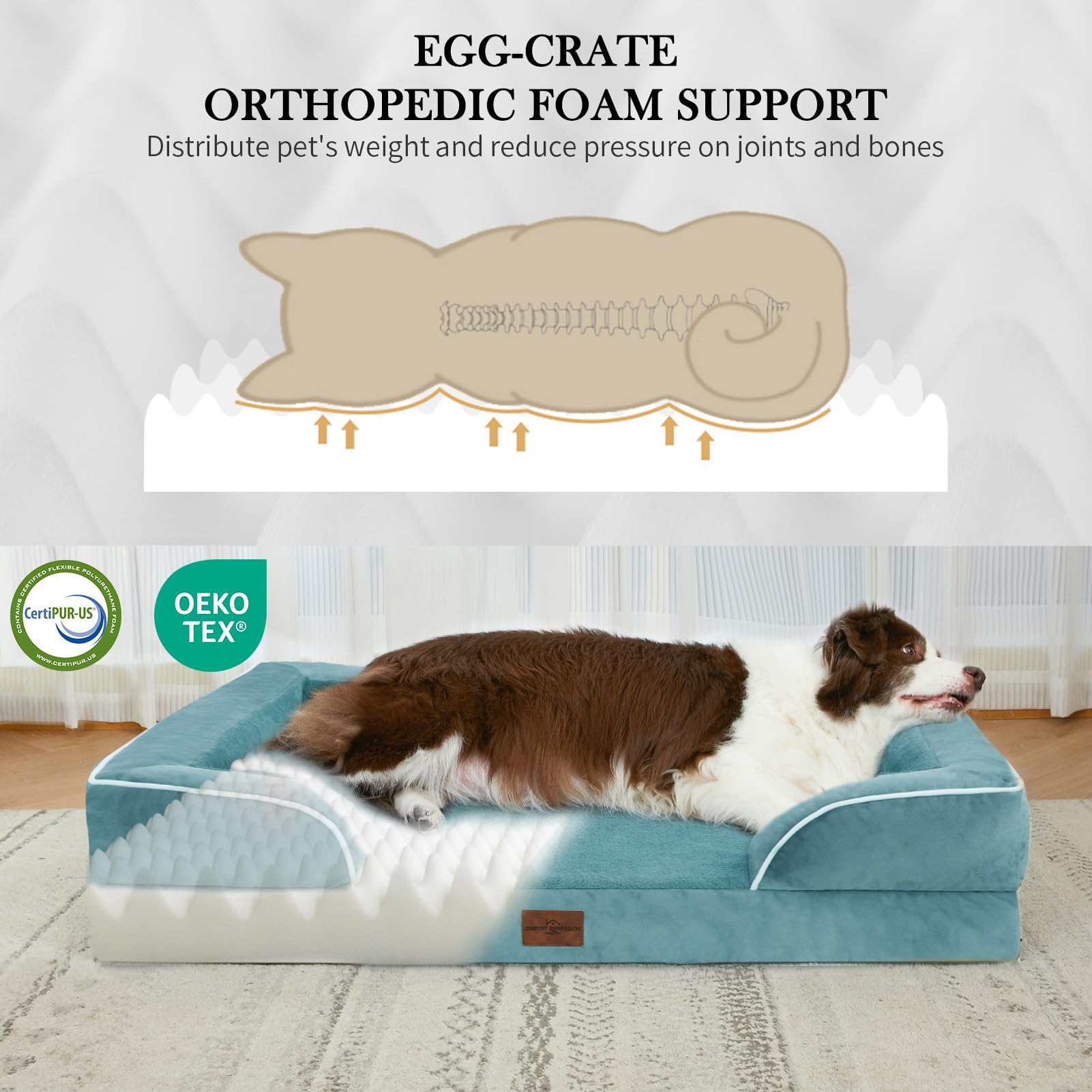 Comfort Expression Waterproof Orthopedic Dog Bed for Extra Large Dogs