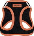 Best Pet Supplies - All Weather Mesh/Plush, Reflective, No Pull Harness for Small, Medium Dogs, Cats - Secure with Hook & Loop Fastener, Buckle, Double D-Rings - Black/Orange Trim, S