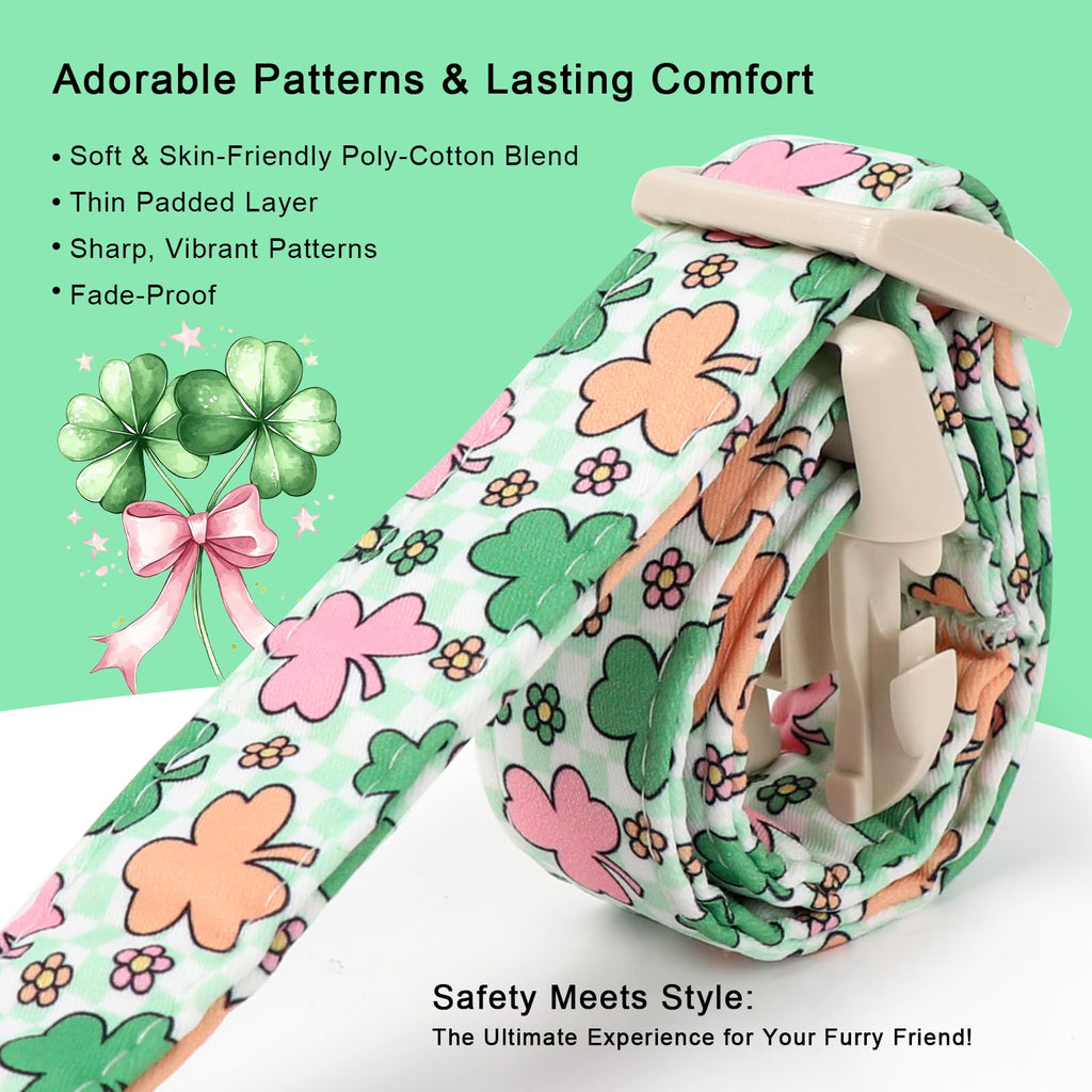 Babole Pet St Patricks Day Dog Collar for Giant Large Dogs - Cute Pastel Lucky Clover Dog Collars, Lightweight Adjustable Irish Green Festival Dogs Collars with Quick Release Buckle XL