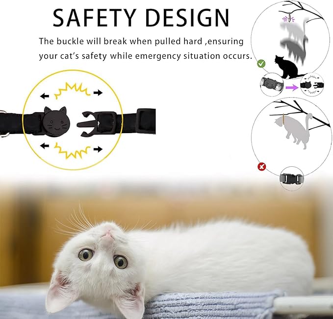 Breakaway Cat Collar with Airtag Holder,Kitten Collar with Apple Air Tag Holder and Bell for Girl Boy Cats, 0.4 Inches in Width and Lightweight. (Yellow Daisy)