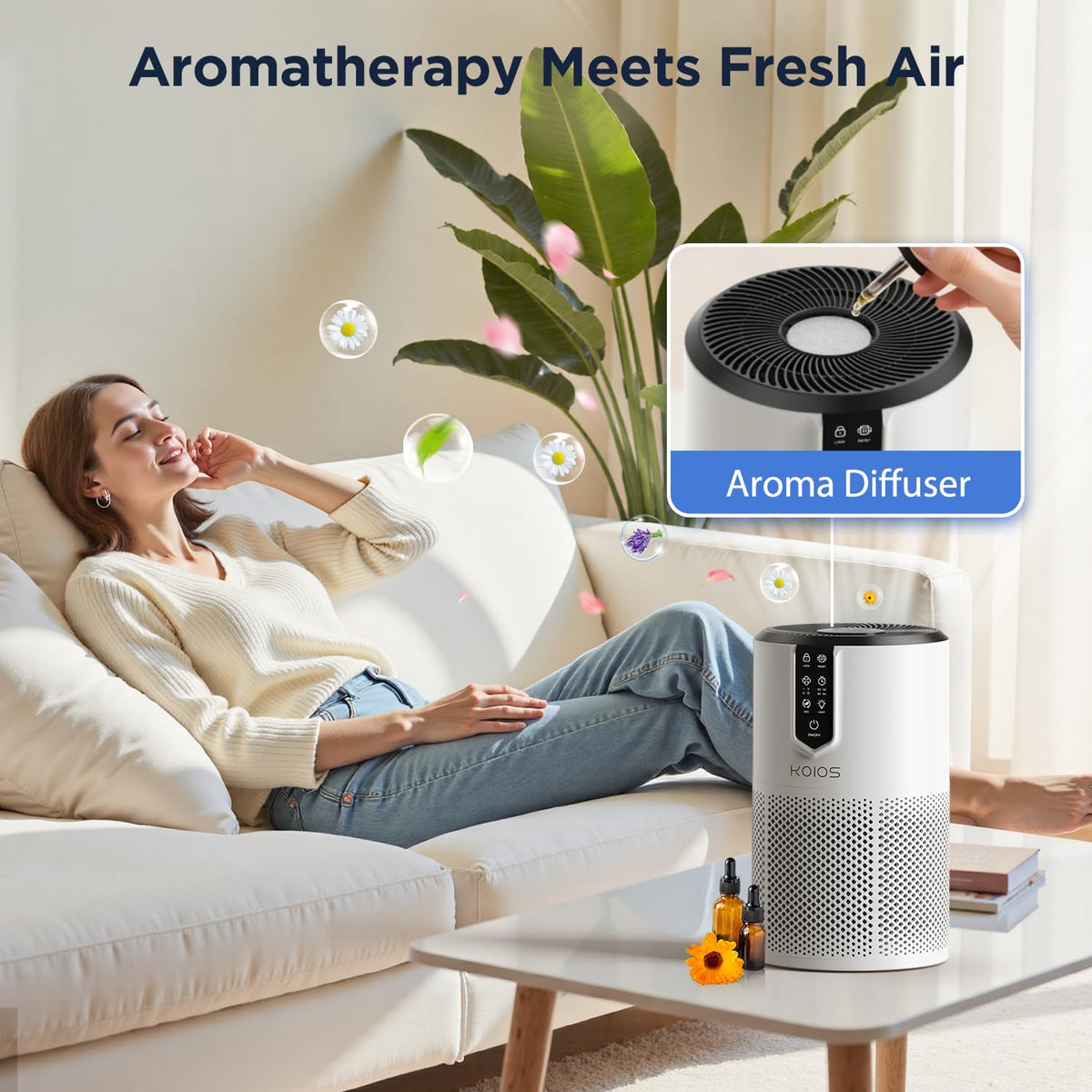 KOIOS Air Purifiers for Bedroom, 1300Ft², H13 HEPA Air Purifiers for Home