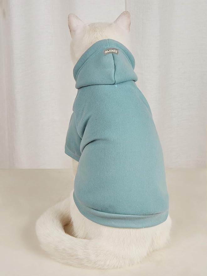QWINEE Basic Dog Hoodie Sweatshirt Puppy Sweater Warm Cat Costumes Pet Clothes for Chihuahua Puppy Kitten Small Medium Dogs Black Green and Grey Medium