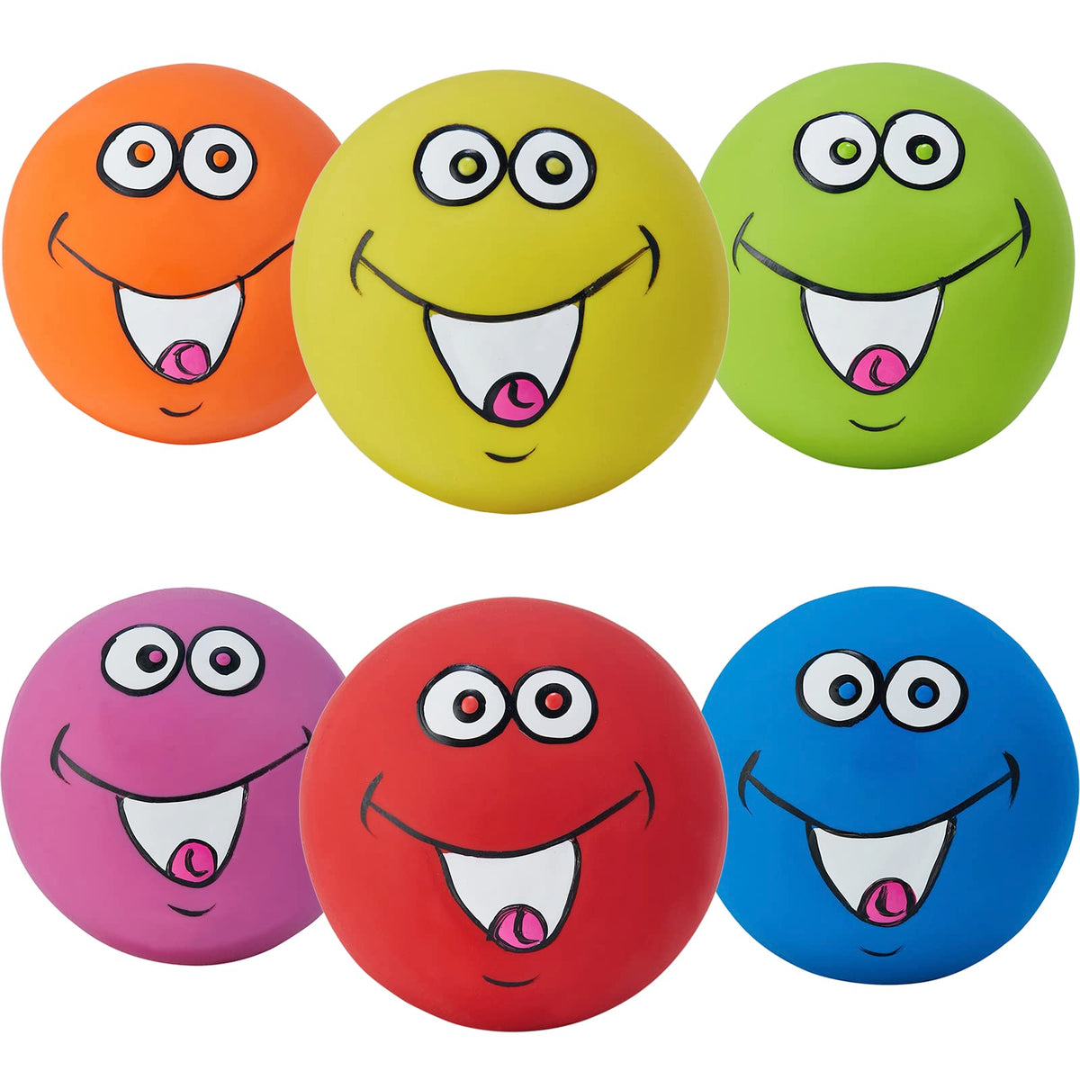 Coricorsu Dog Toy Squeaky Dog Toys Funny Face Chewing Latex Rubber Soft Fetch Play Interactive Dog Balls for Puppy Small Medium Pet Dog (6PCS)