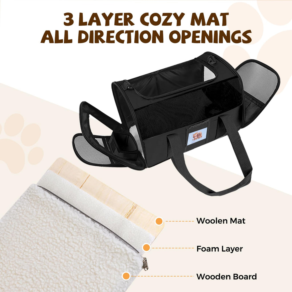 Soft Cat Carrier with Detachable Food Bowl,Pet Travel Bag (Up to 16 lbs)
